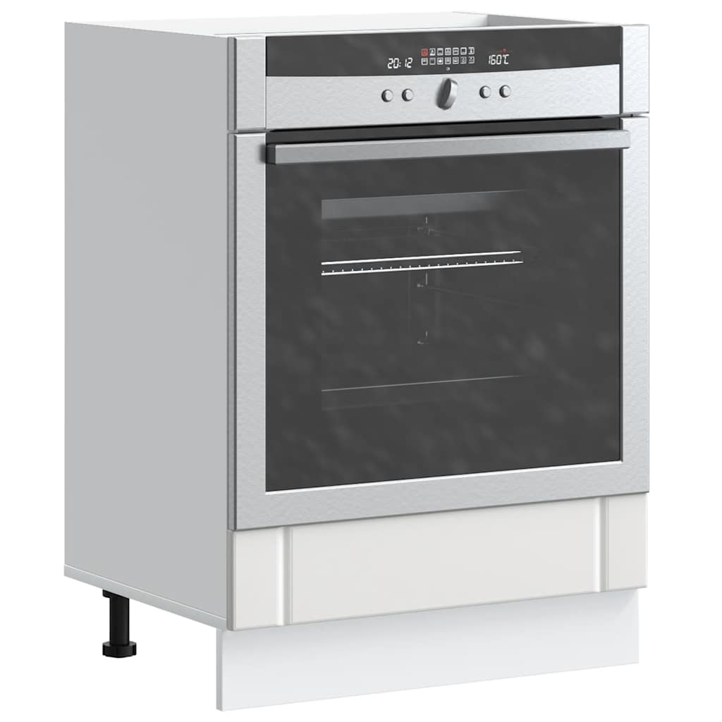 Ovenkast Lucca bewerkt hout wit