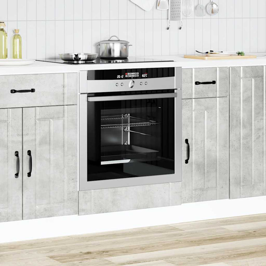 Ovenkast Lucca bewerkt hout betongrijs