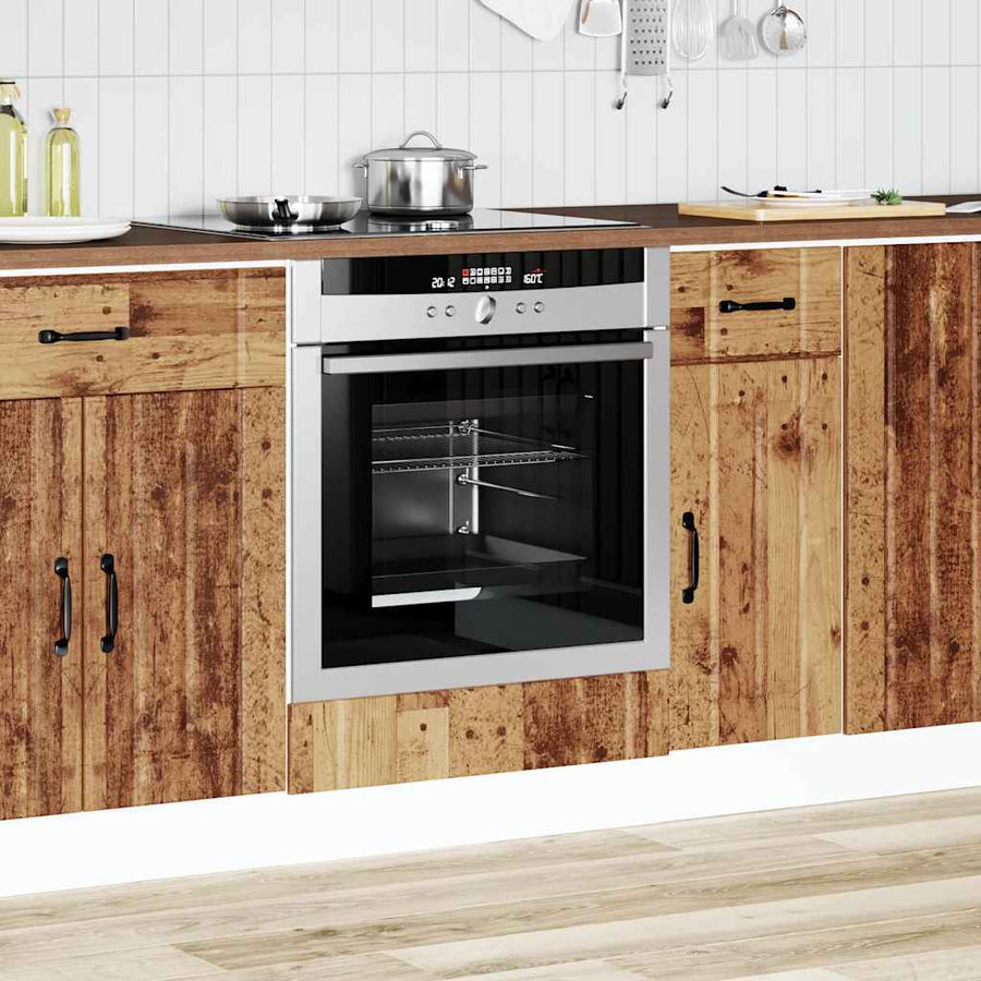 Ovenkast Lucca bewerkt hout oud houtkleurig