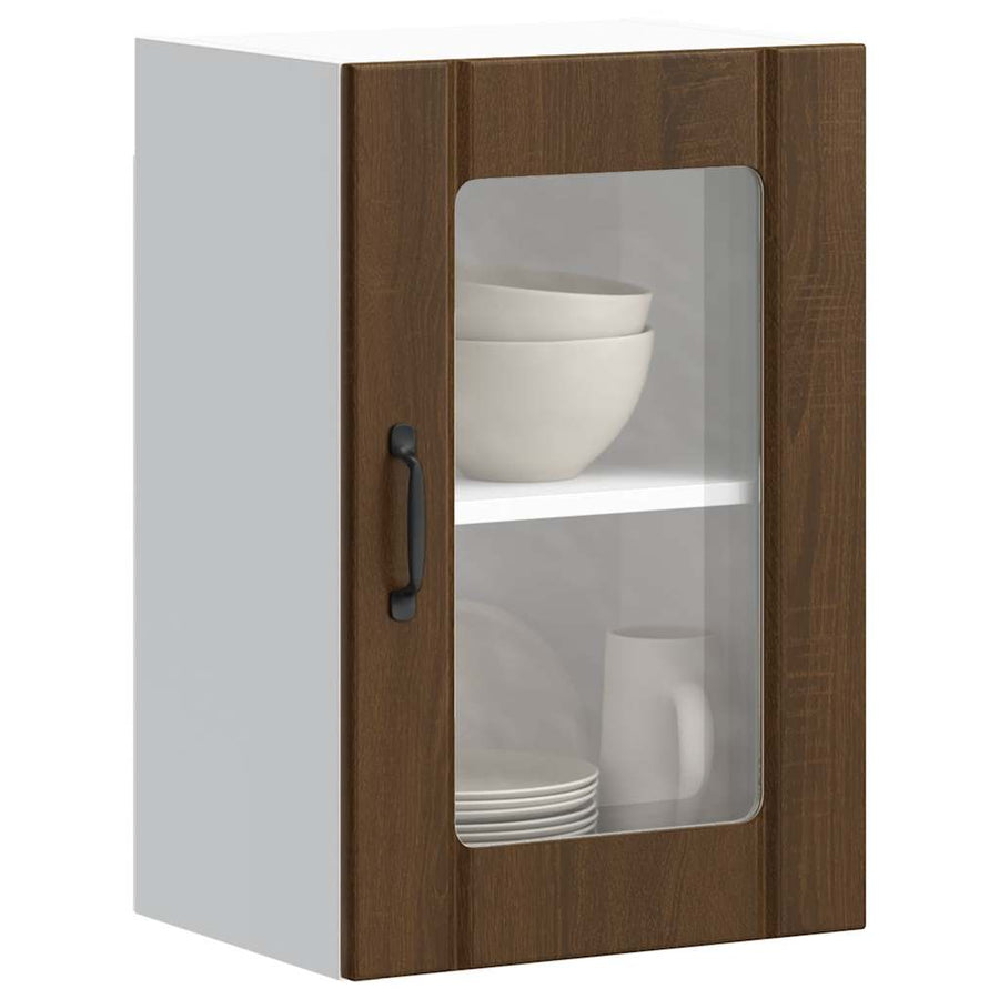 Keukenwandkast met glazen deur Lucca bruin eikenkleur