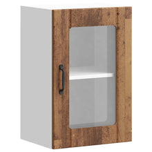 Keukenwandkast met glazen deur Lucca oud houtkleurig