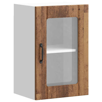Keukenwandkast met glazen deur Lucca oud houtkleurig
