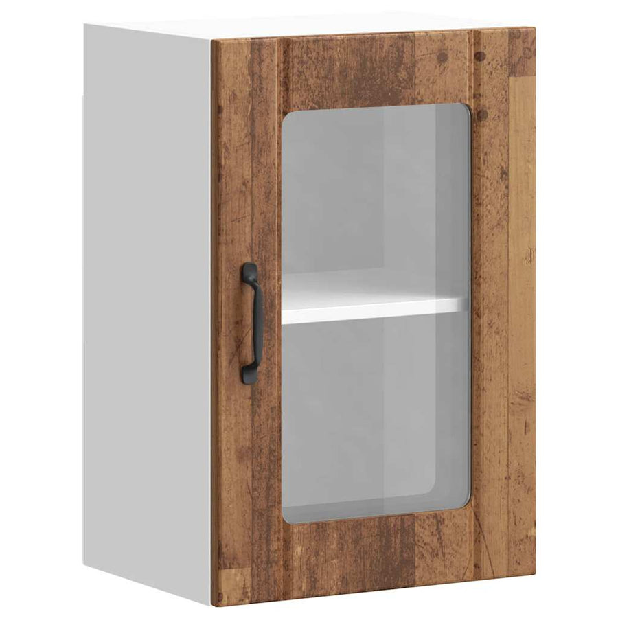 Keukenwandkast met glazen deur Lucca oud houtkleurig