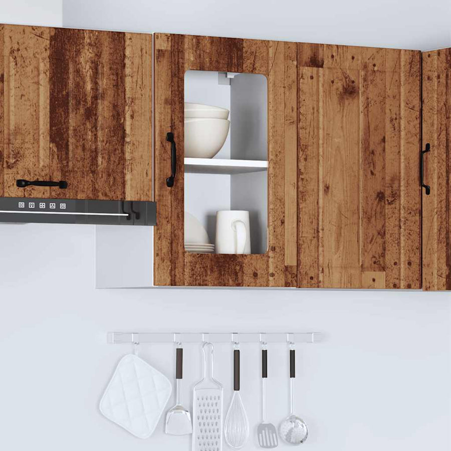 Keukenwandkast met glazen deur Lucca oud houtkleurig