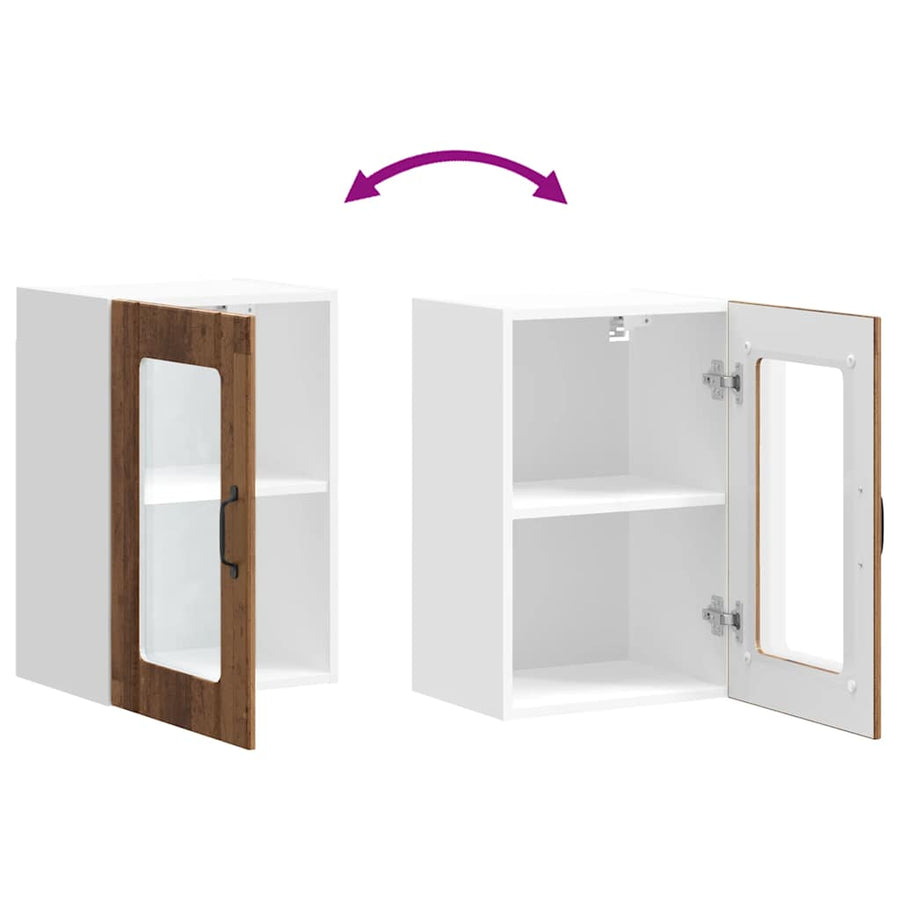 Keukenwandkast met glazen deur Lucca oud houtkleurig