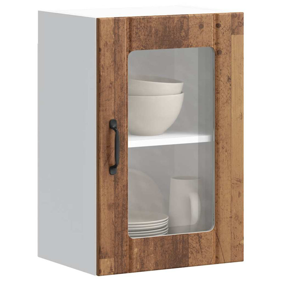 Keukenwandkast met glazen deur Lucca oud houtkleurig