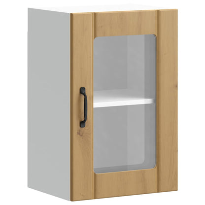 Keukenwandkast met glazen deur Lucca artisanaal eikenkleur