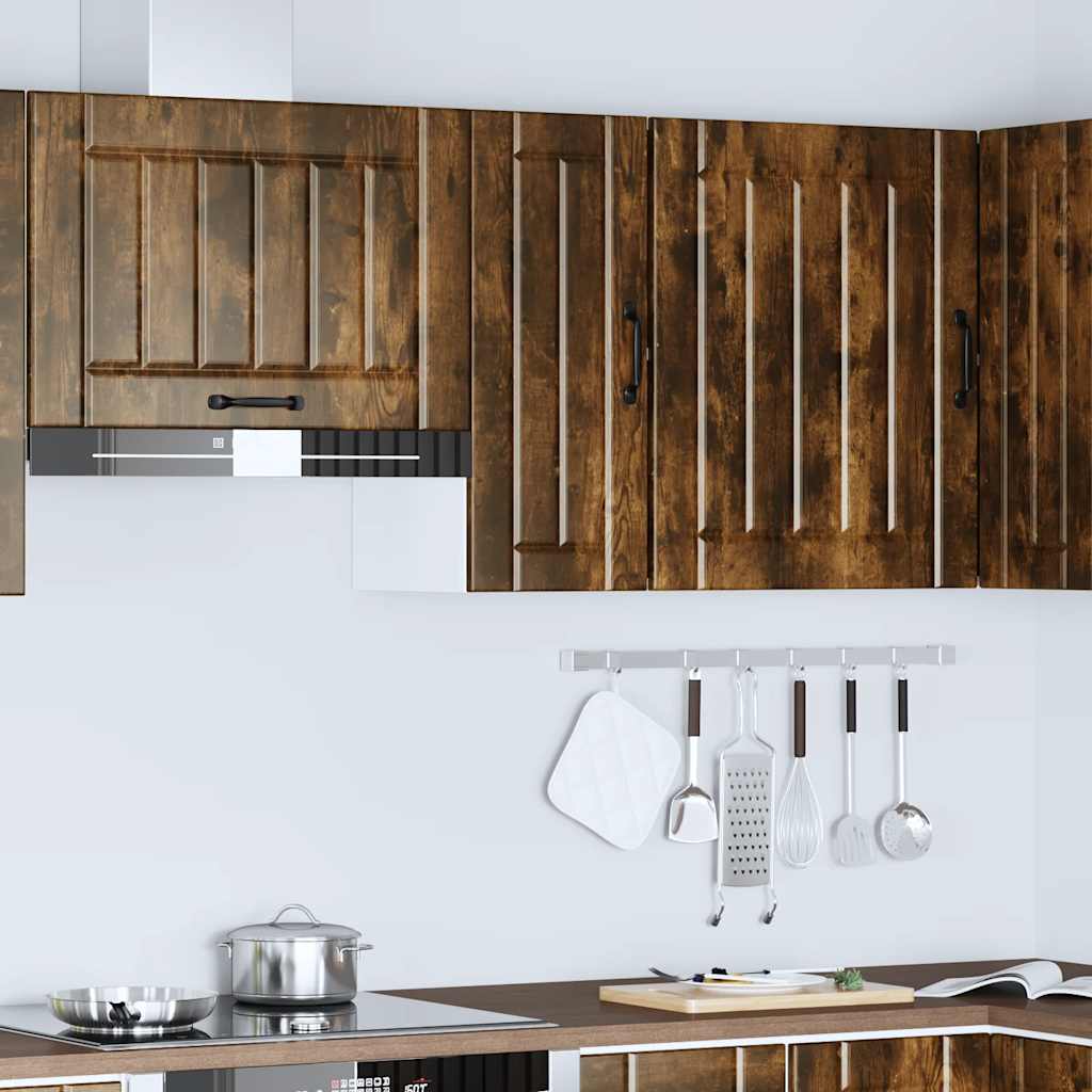 Keukenwandkast Lucca bewerkt hout gerookt eikenkleurig