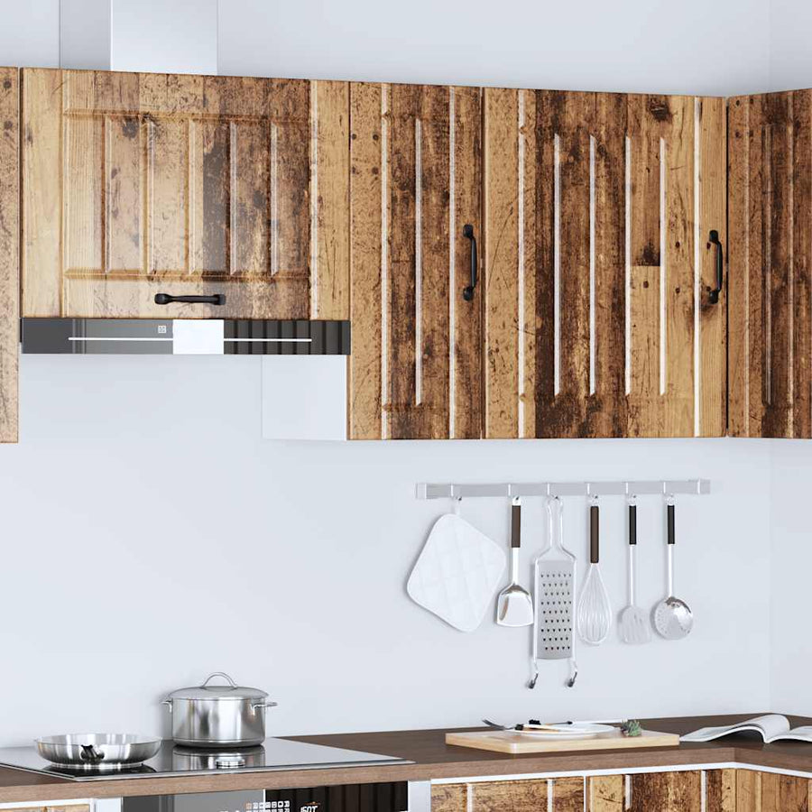 Keukenwandkast Lucca bewerkt hout oud houtkleurig