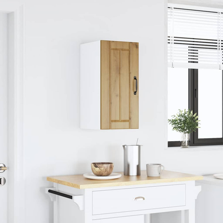 Keukenwandkast Lucca bewerkt hout artisanaal eikenkleur