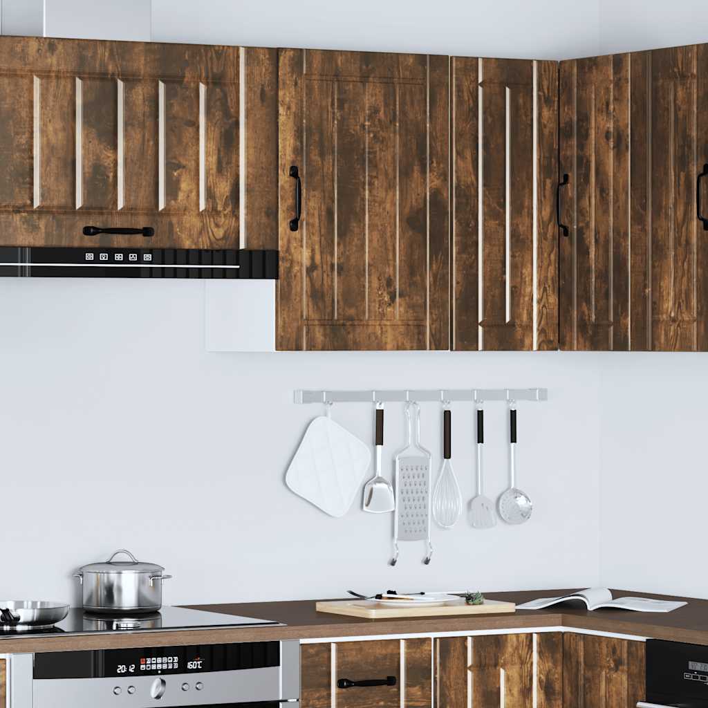 Keukenwandkast Lucca bewerkt hout gerookt eikenkleurig