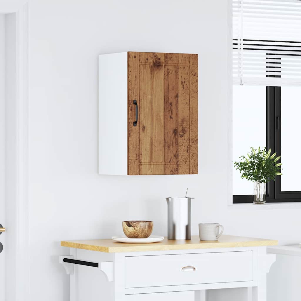 Keukenwandkast Lucca bewerkt hout oud houtkleurig