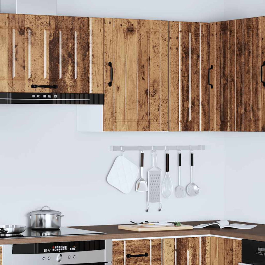 Keukenwandkast Lucca bewerkt hout oud houtkleurig