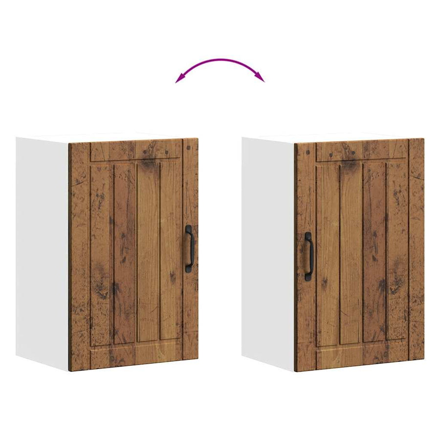 Keukenwandkast Lucca bewerkt hout oud houtkleurig