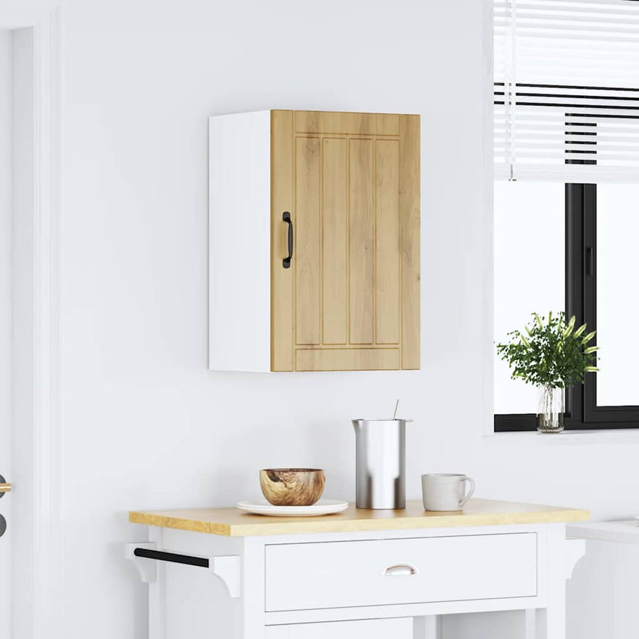 Keukenwandkast Lucca bewerkt hout artisanaal eikenkleur