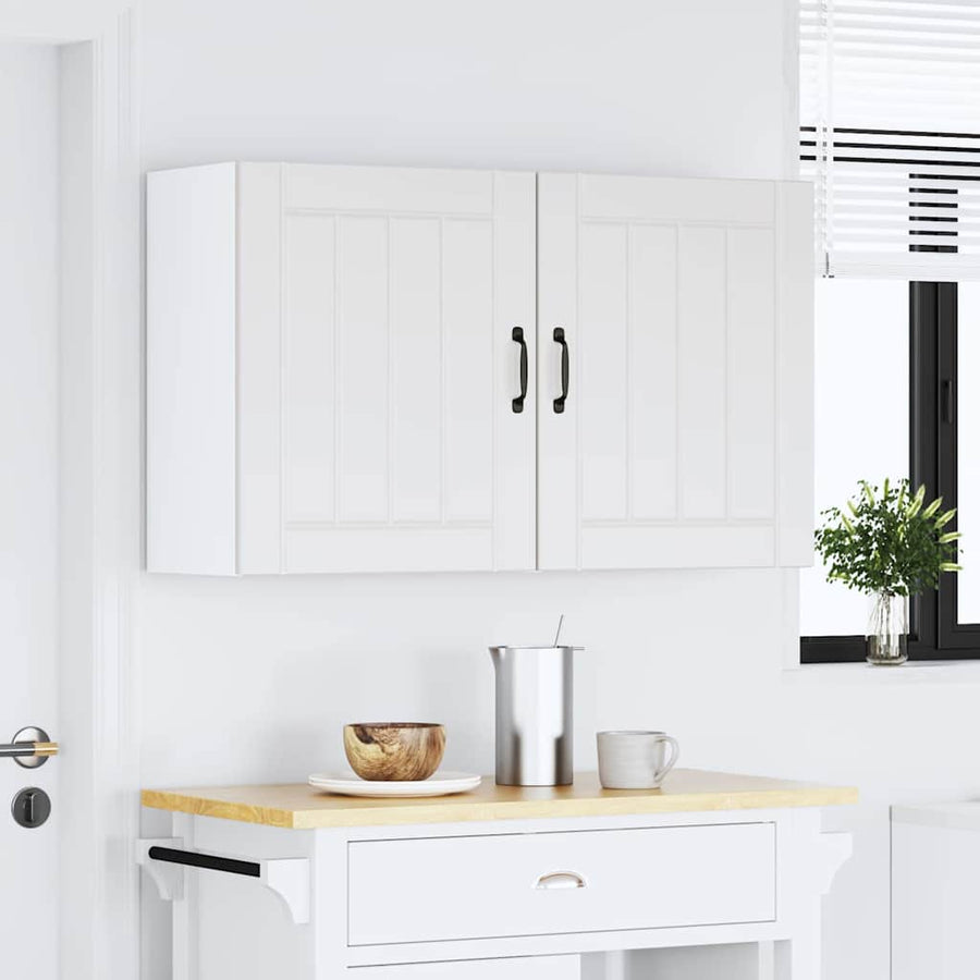 Keukenwandkasten 2 st Lucca wit bewerkt hout