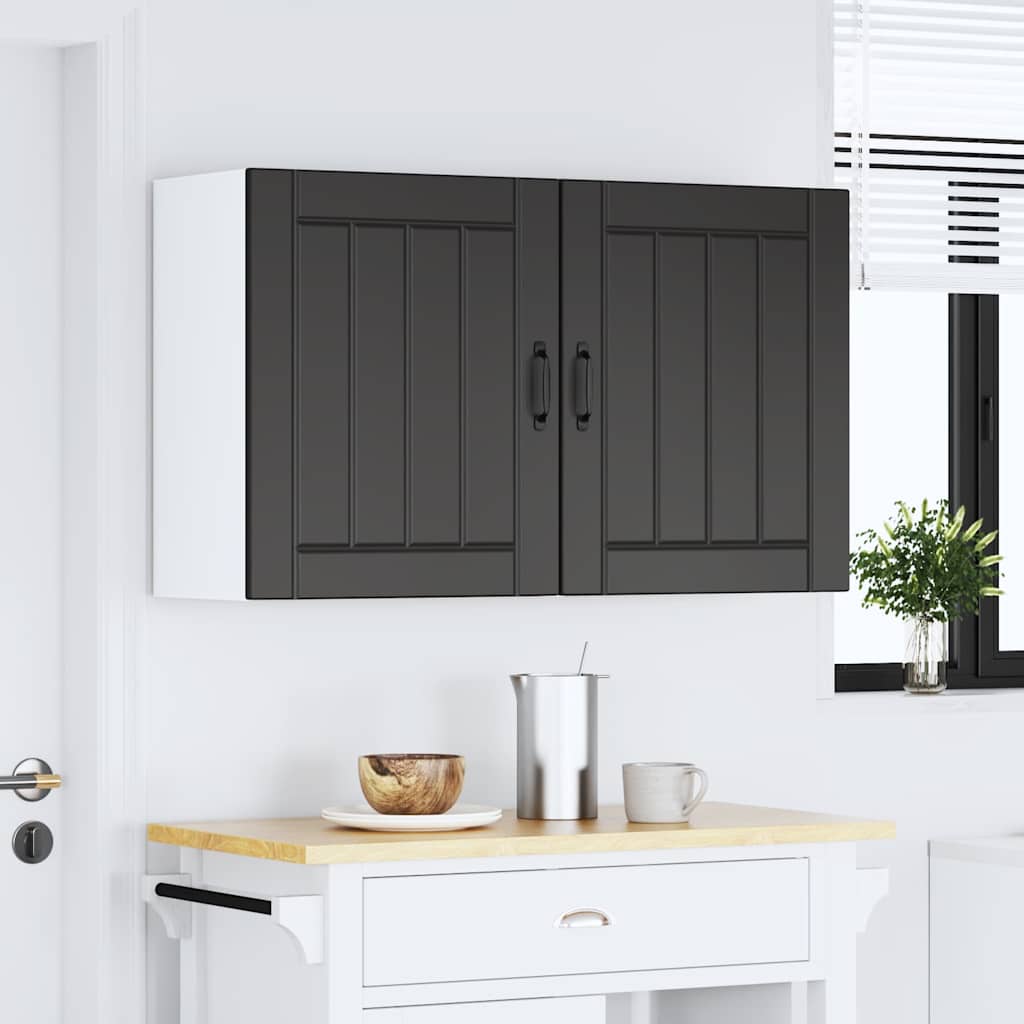 Keukenwandkasten 2 st Lucca zwart bewerkt hout