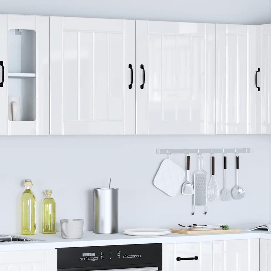 Keukenwandkasten 2 st Lucca hoogglans wit bewerkt hout