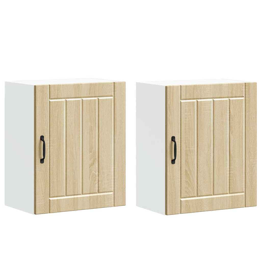 Keukenwandkasten 2 st Lucca bewerkt hout sonoma eikenkleurig