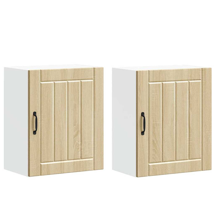 Keukenwandkasten 2 st Lucca bewerkt hout sonoma eikenkleurig