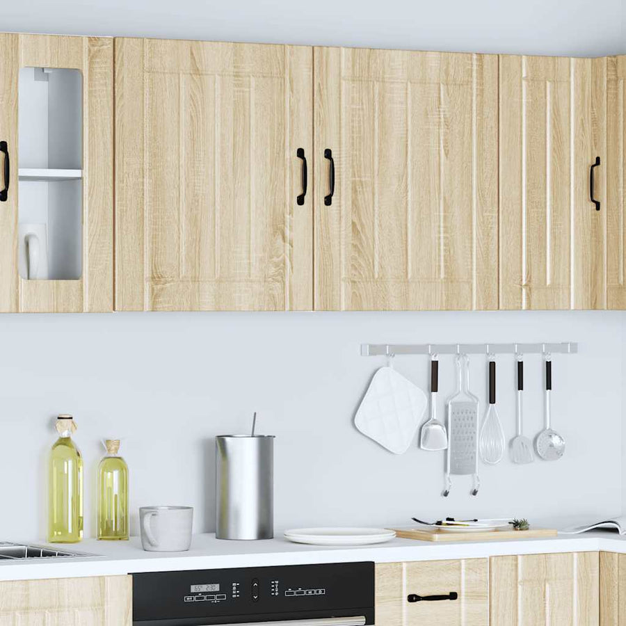 Keukenwandkasten 2 st Lucca bewerkt hout sonoma eikenkleurig