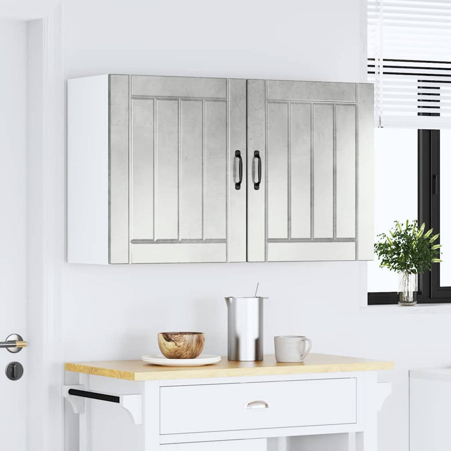 Keukenwandkasten 2 st Lucca betongrijs bewerkt hout