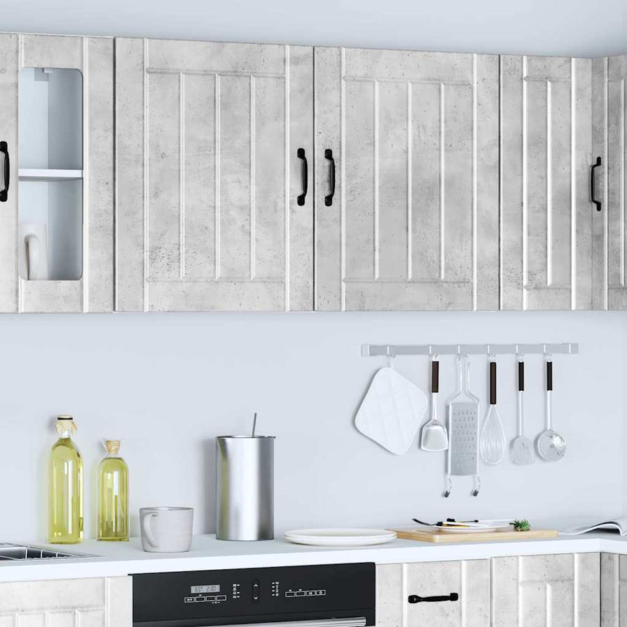 Keukenwandkasten 2 st Lucca betongrijs bewerkt hout