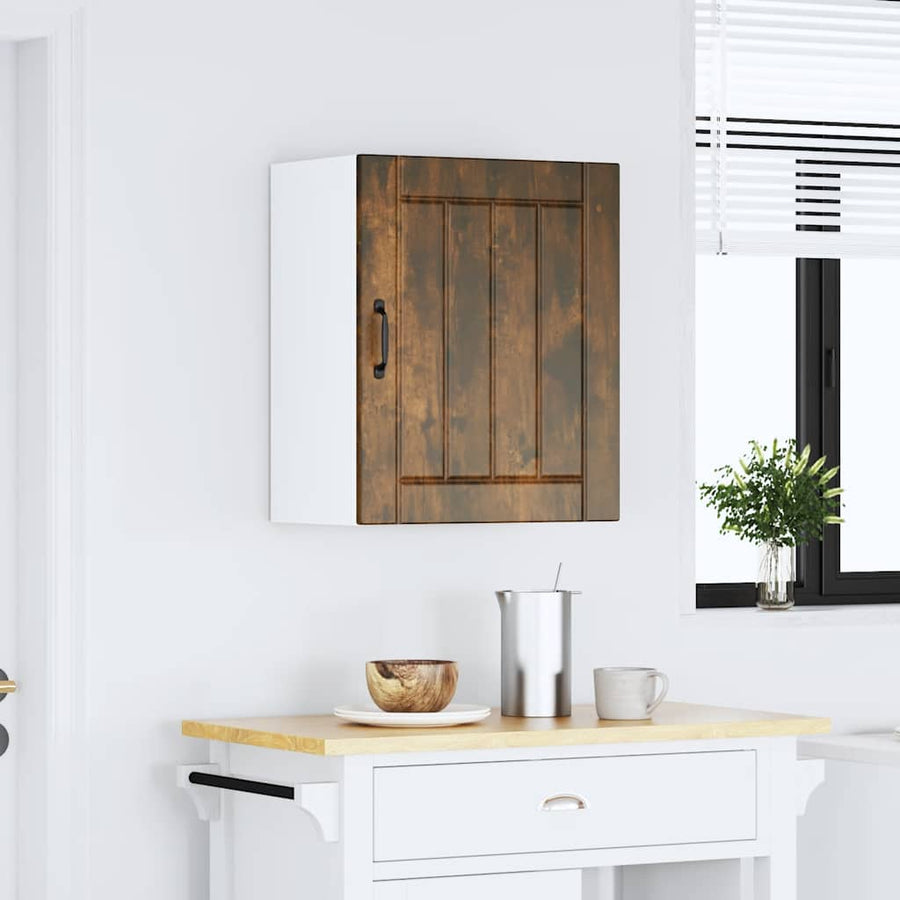 Keukenwandkast Lucca bewerkt hout gerookt eikenkleurig