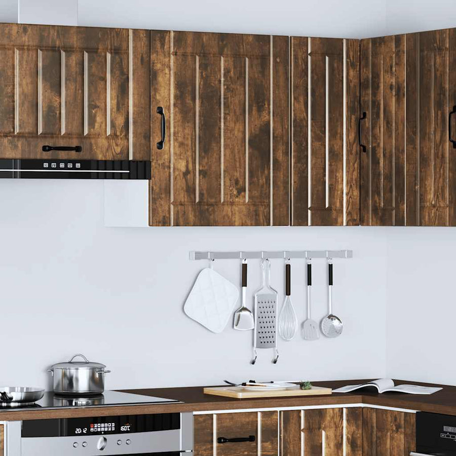 Keukenwandkast Lucca bewerkt hout gerookt eikenkleurig