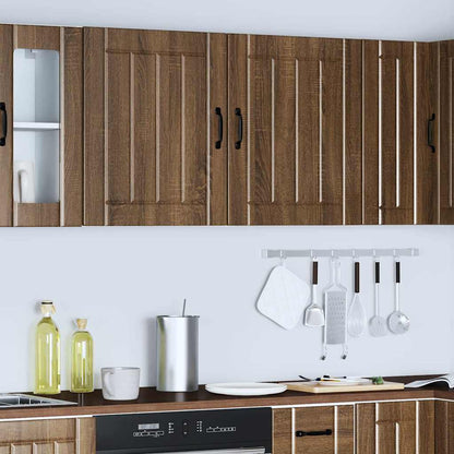 Keukenwandkasten 2 st Lucca bewerkt hout bruin eikenkleurig
