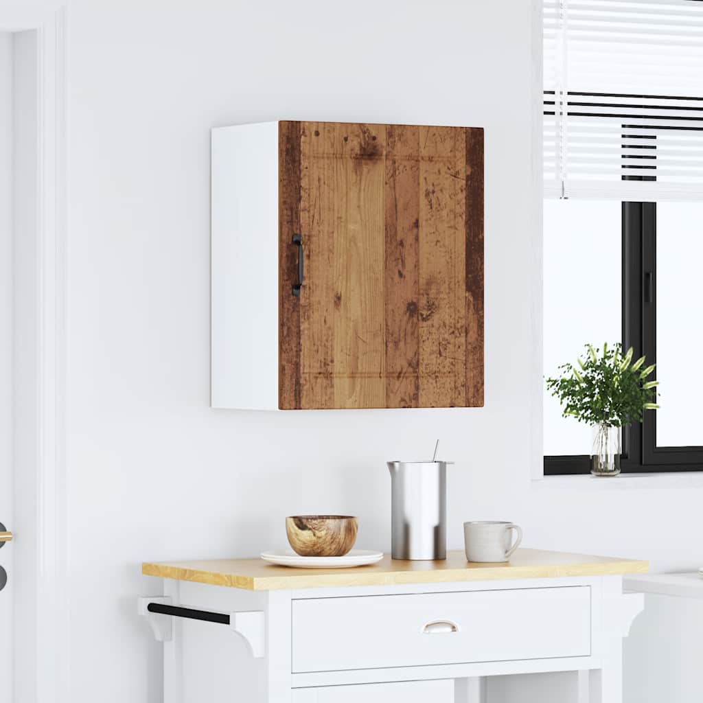 Keukenwandkast Lucca bewerkt hout oud houtkleurig