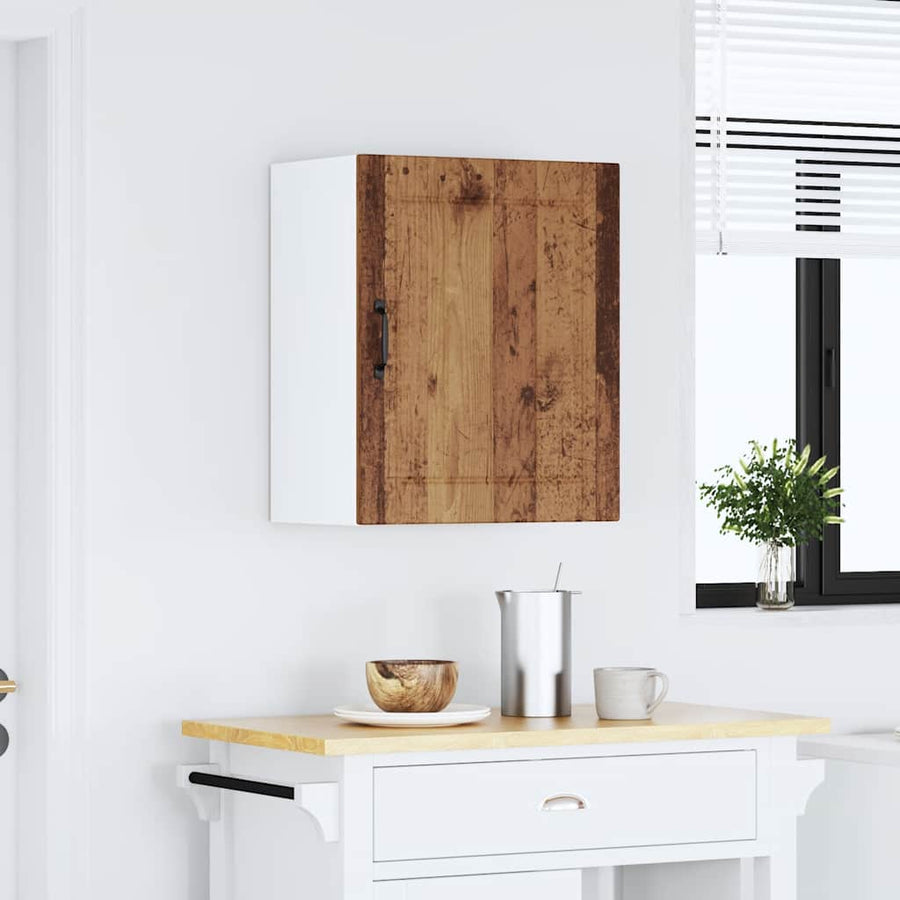 Keukenwandkast Lucca bewerkt hout oud houtkleurig