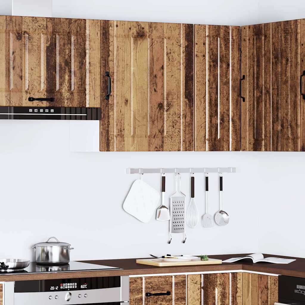 Keukenwandkast Lucca bewerkt hout oud houtkleurig