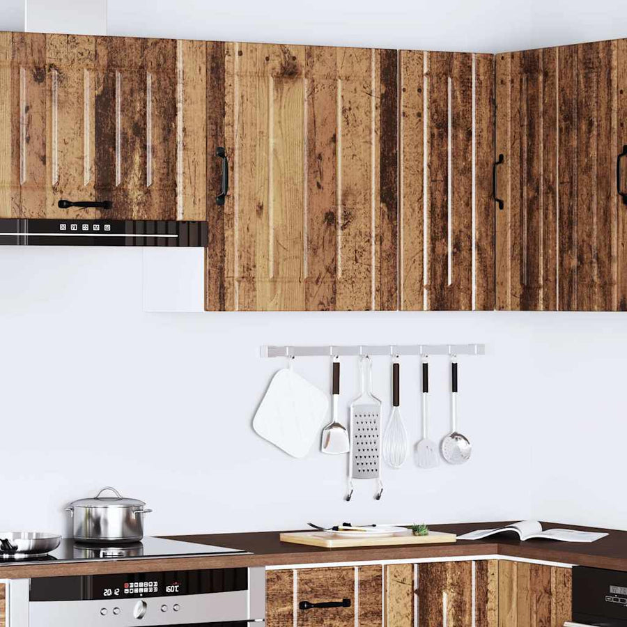 Keukenwandkast Lucca bewerkt hout oud houtkleurig
