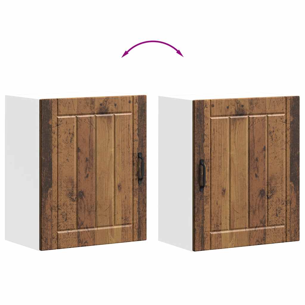 Keukenwandkast Lucca bewerkt hout oud houtkleurig