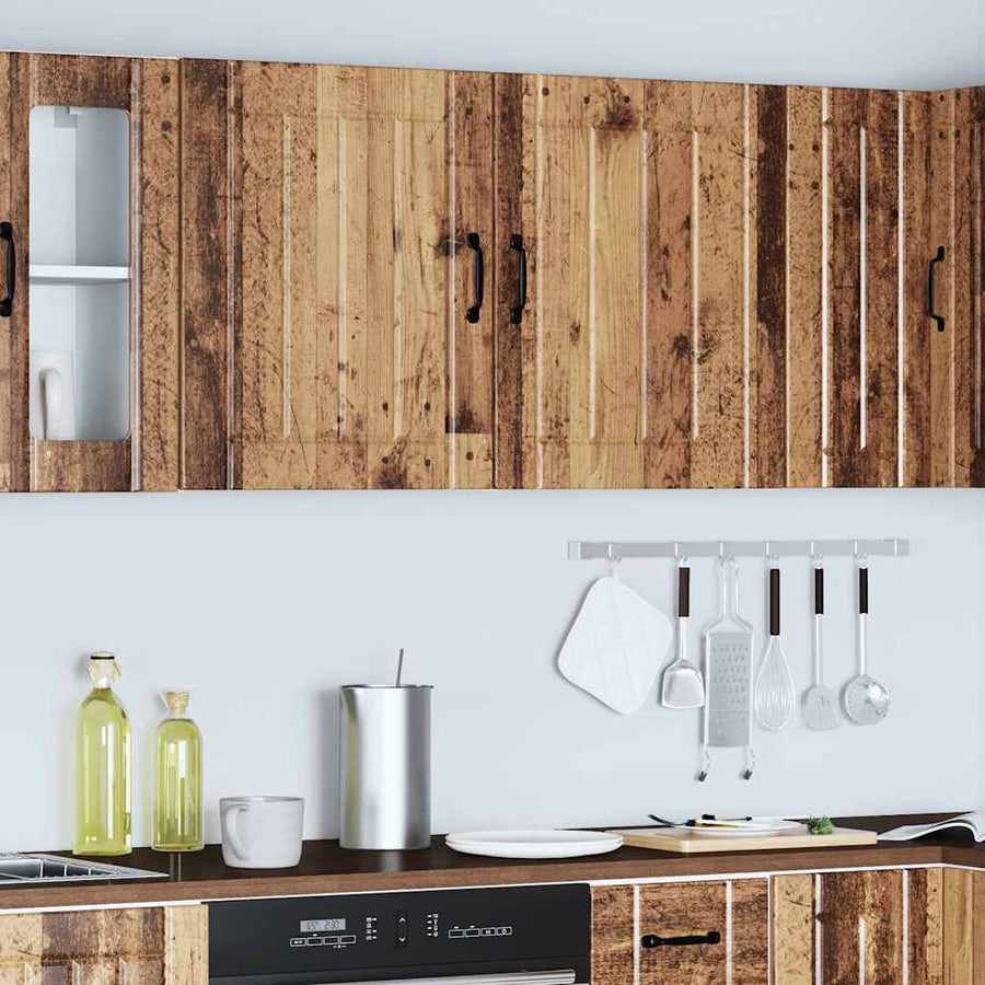 Keukenwandkasten 2 st Lucca oud houtkleurig bewerkt hout