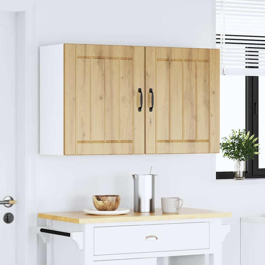 Keukenwandkasten 2 st Lucca bewerkt hout artisanaal eiken