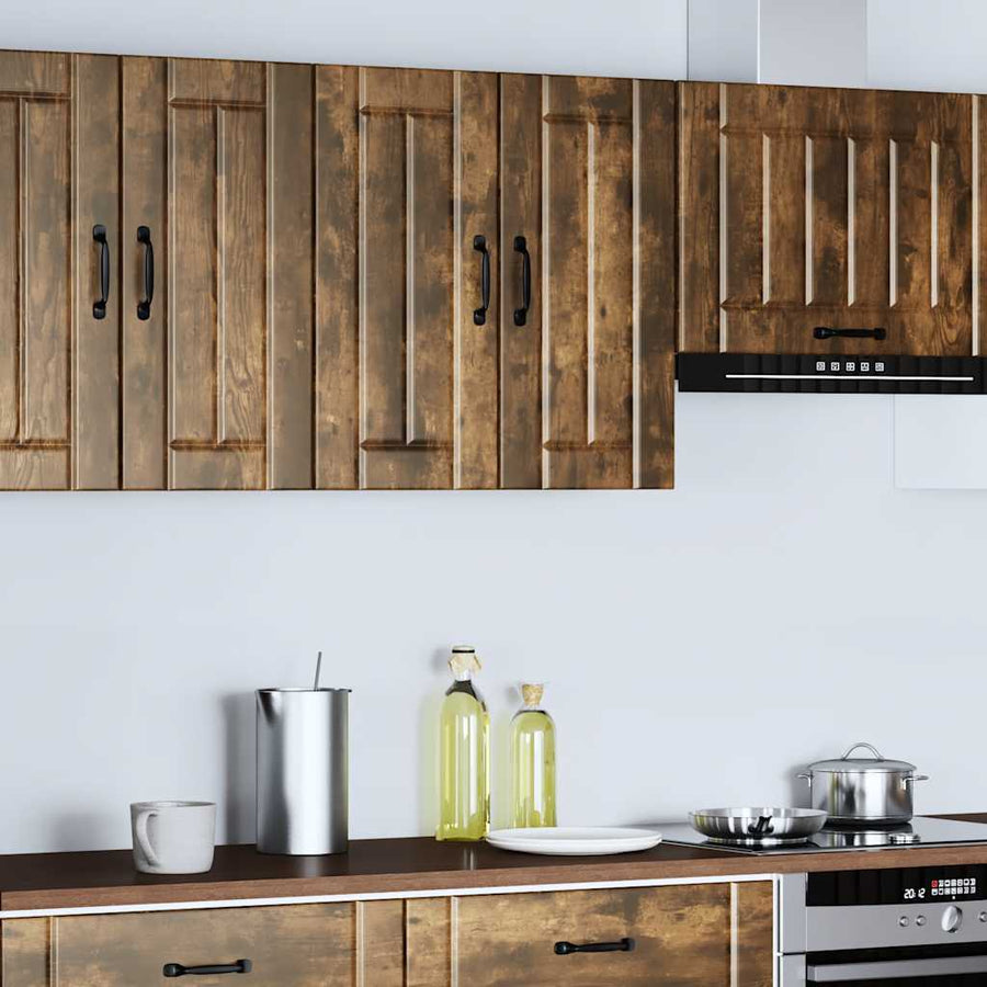 Keukenwandkast Lucca bewerkt hout gerookt eikenkleurig