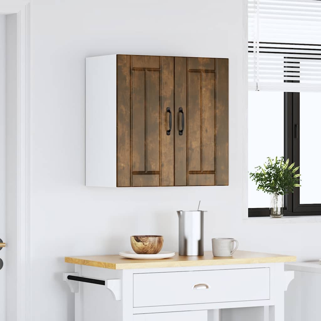 Keukenwandkast Lucca bewerkt hout gerookt eikenkleurig