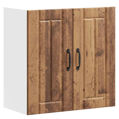 Keukenwandkast Lucca bewerkt hout oud houtkleurig