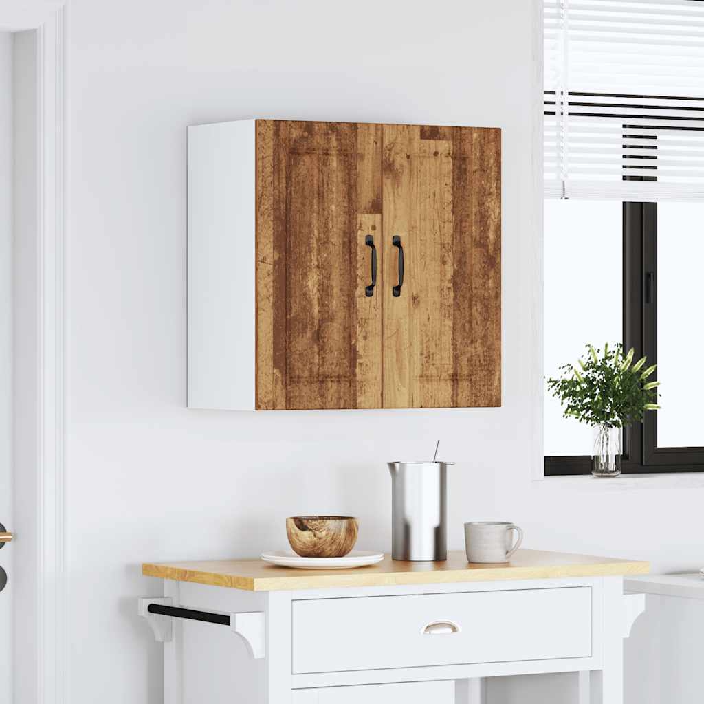 Keukenwandkast Lucca bewerkt hout oud houtkleurig