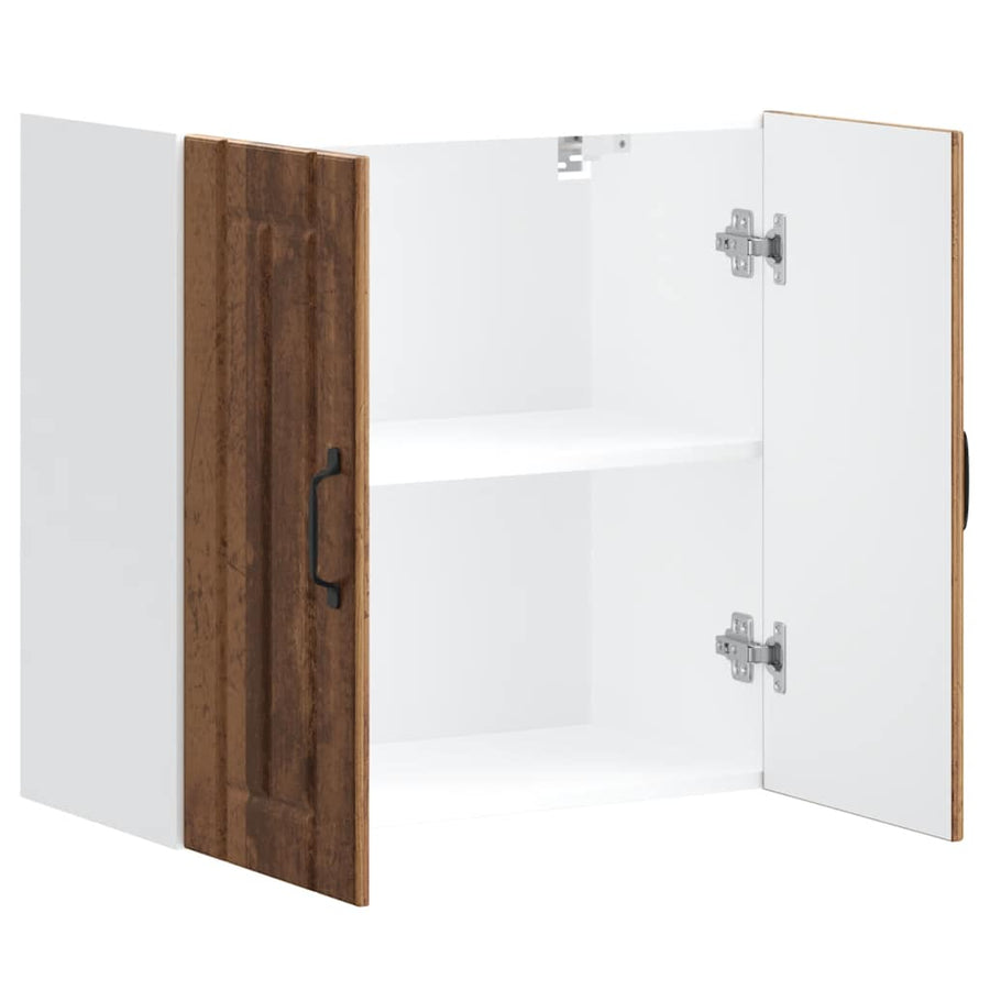 Keukenwandkast Lucca bewerkt hout oud houtkleurig