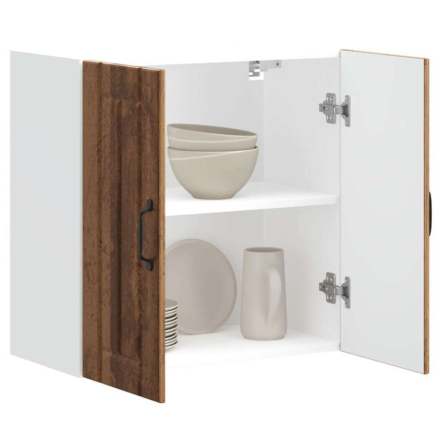 Keukenwandkast Lucca bewerkt hout oud houtkleurig