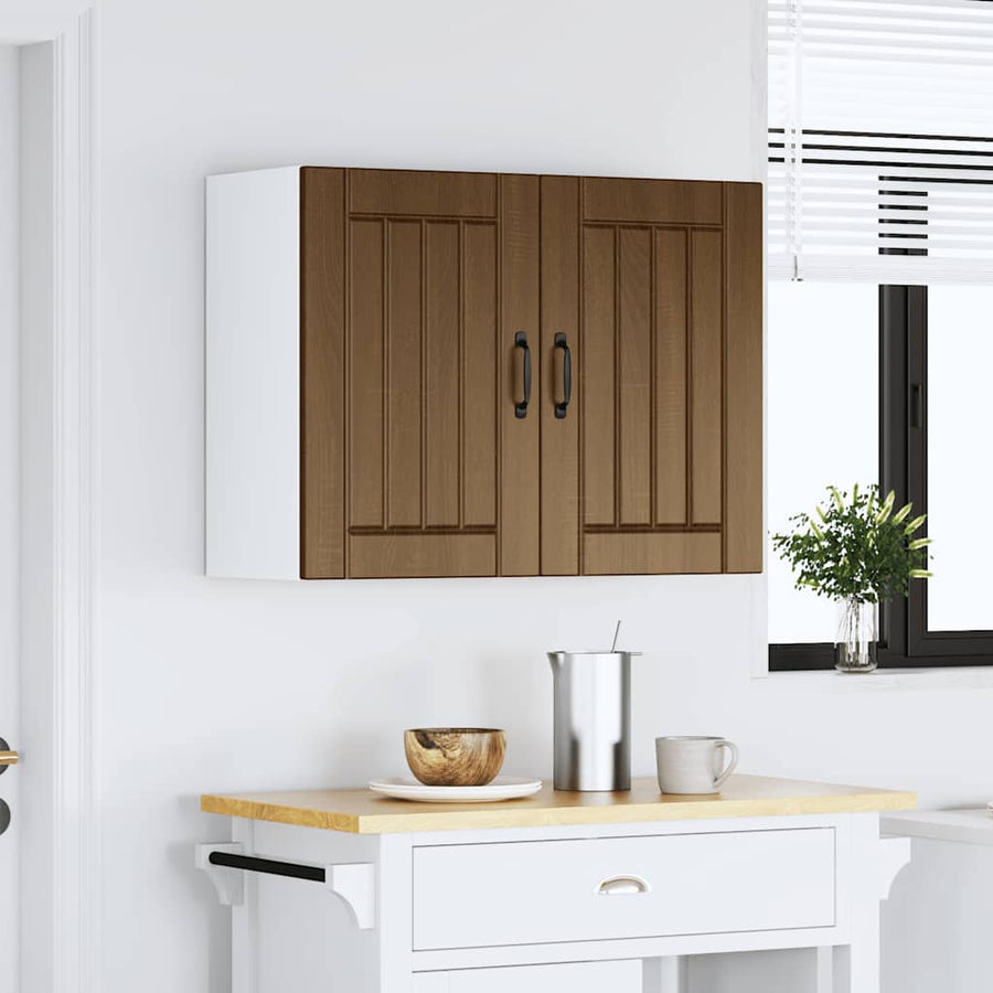 Keukenwandkast Lucca bewerkt hout bruin eikenkleur