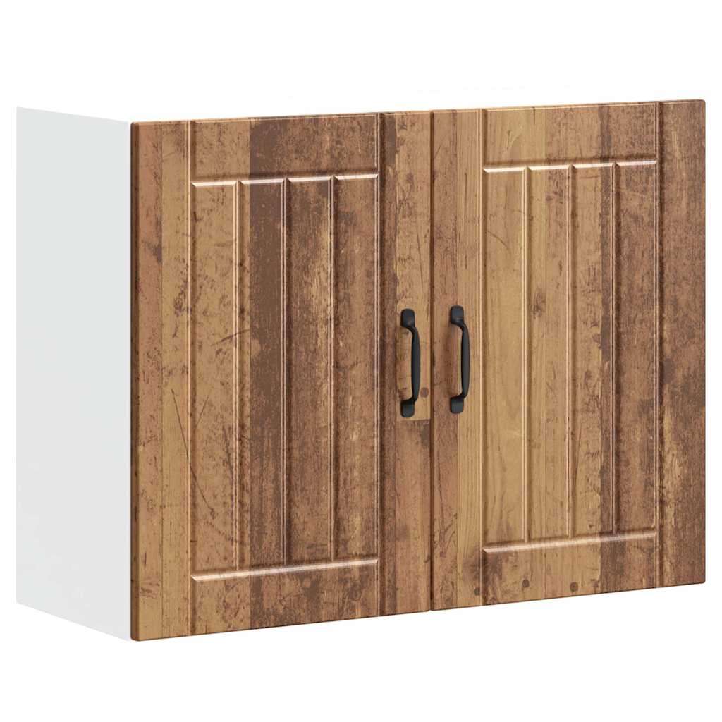 Keukenwandkast Lucca bewerkt hout oud houtkleurig