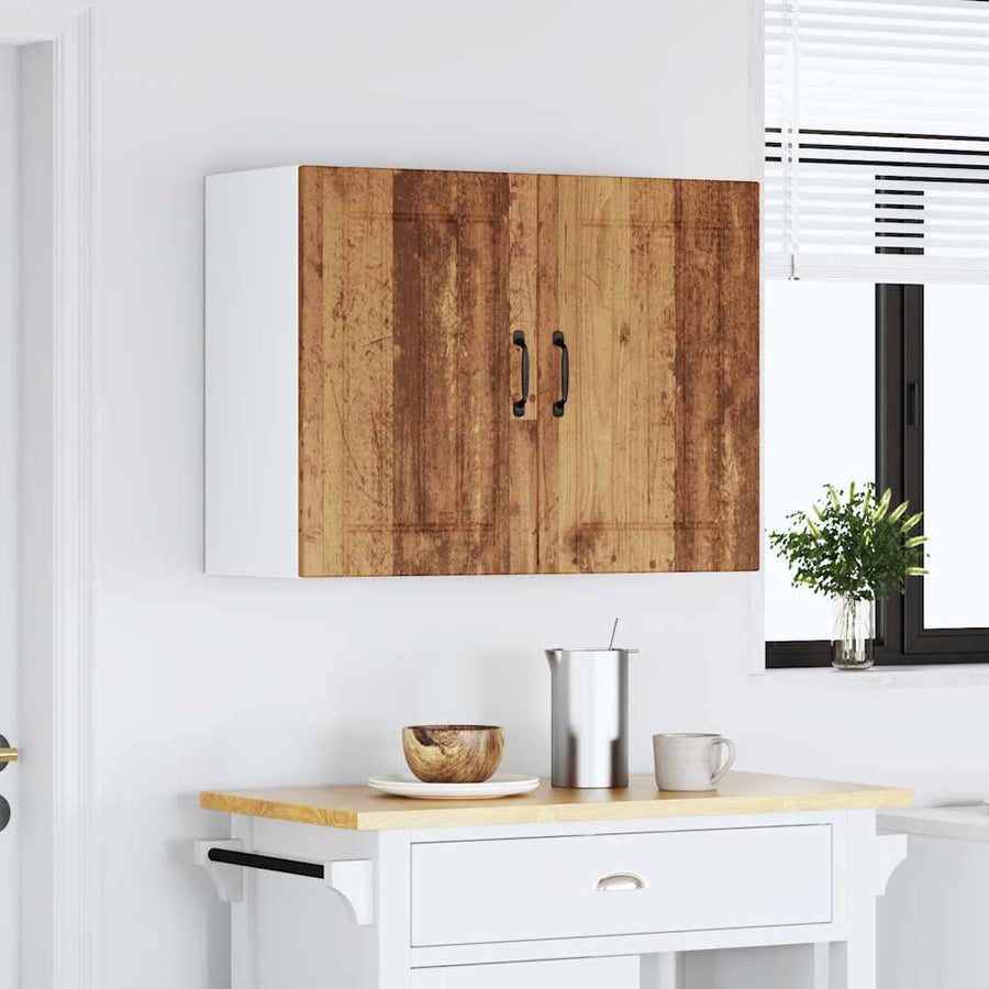 Keukenwandkast Lucca bewerkt hout oud houtkleurig
