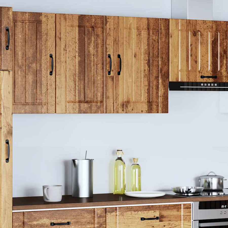 Keukenwandkast Lucca bewerkt hout oud houtkleurig