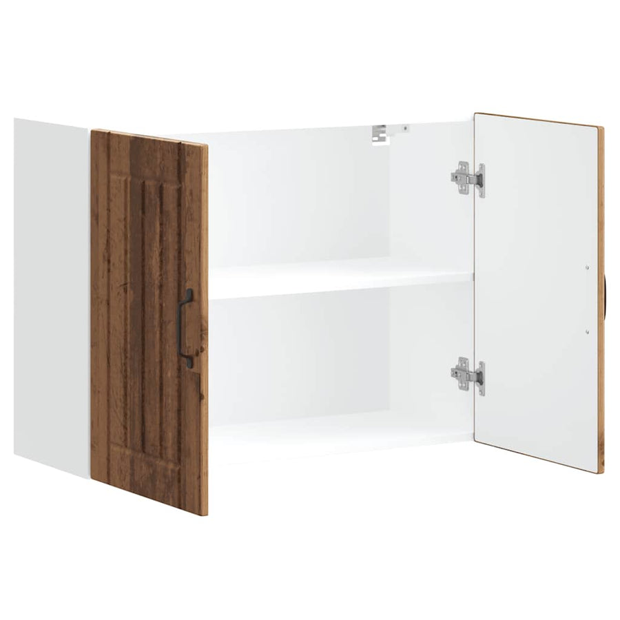 Keukenwandkast Lucca bewerkt hout oud houtkleurig