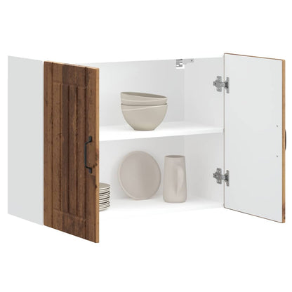 Keukenwandkast Lucca bewerkt hout oud houtkleurig