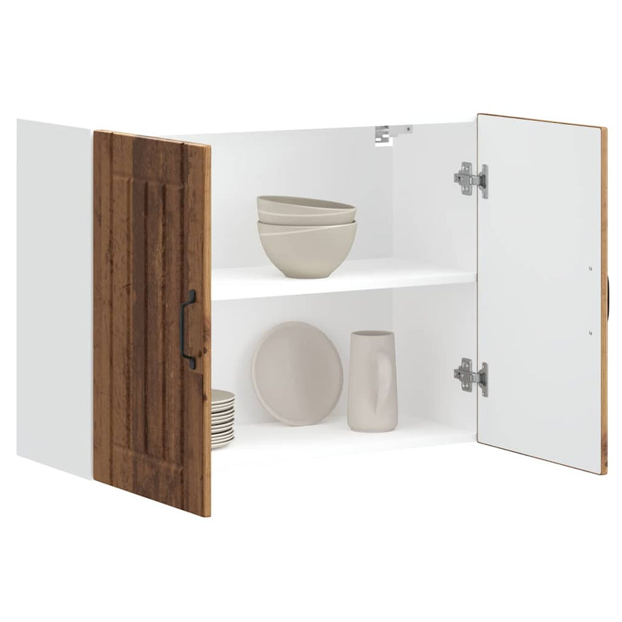 Keukenwandkast Lucca bewerkt hout oud houtkleurig